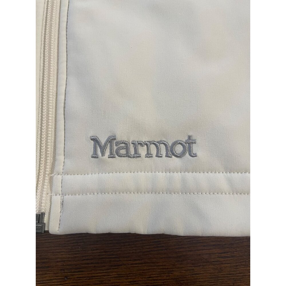 Marmot Hooded Softshell Full Zip Vest Fleece Interior Ivory Cream S vegan Outdoo - Picture 10 of 16